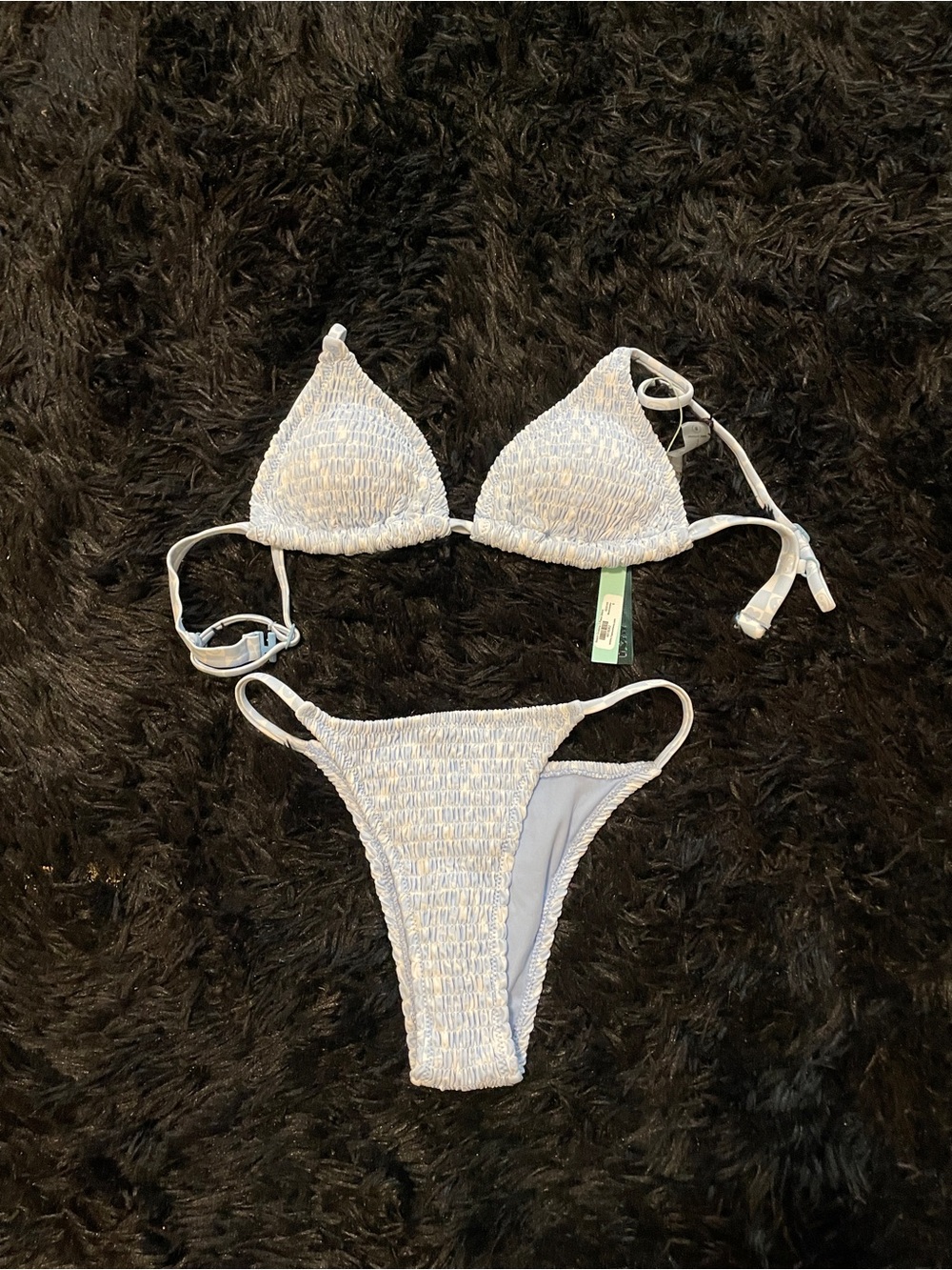 Fashion Nova Blue White Textured Bikini Set - NWT - XS-S - Picture 4 of 5